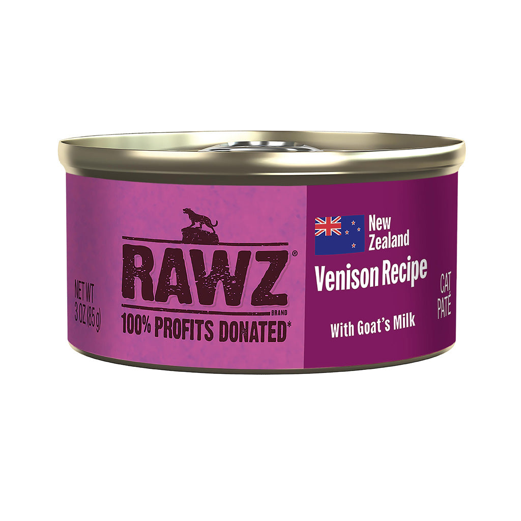 Rawz New Zealand venison recipe with goat's milk 30z cat pate can