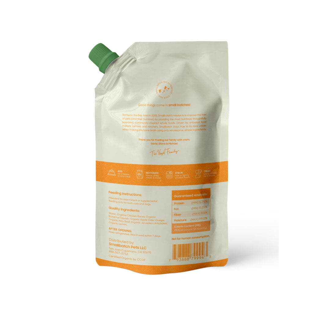 Chicken Bone Broth back of pouch.