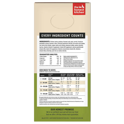 The Honest Kitchen Wholemade whole grain chicken recipe side of box
