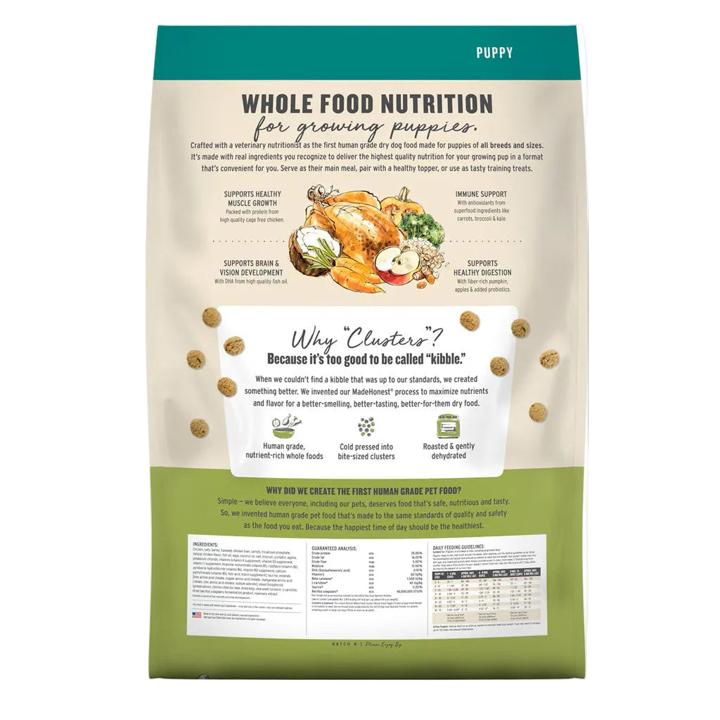 The Honest Kitchen Whole Food Clusters whole grain chicken and superfoods puppy recipe back of bag