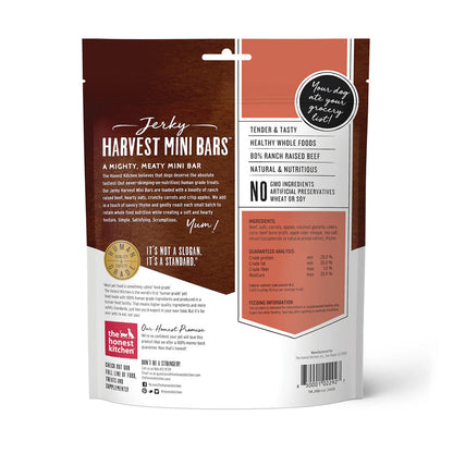 Harvest Mini Bars Beef Jerky 4oz back of bag. 