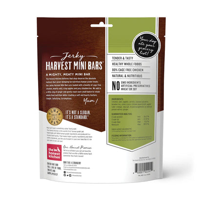Harvest Mini Bars Chicken Jerky back of bag.