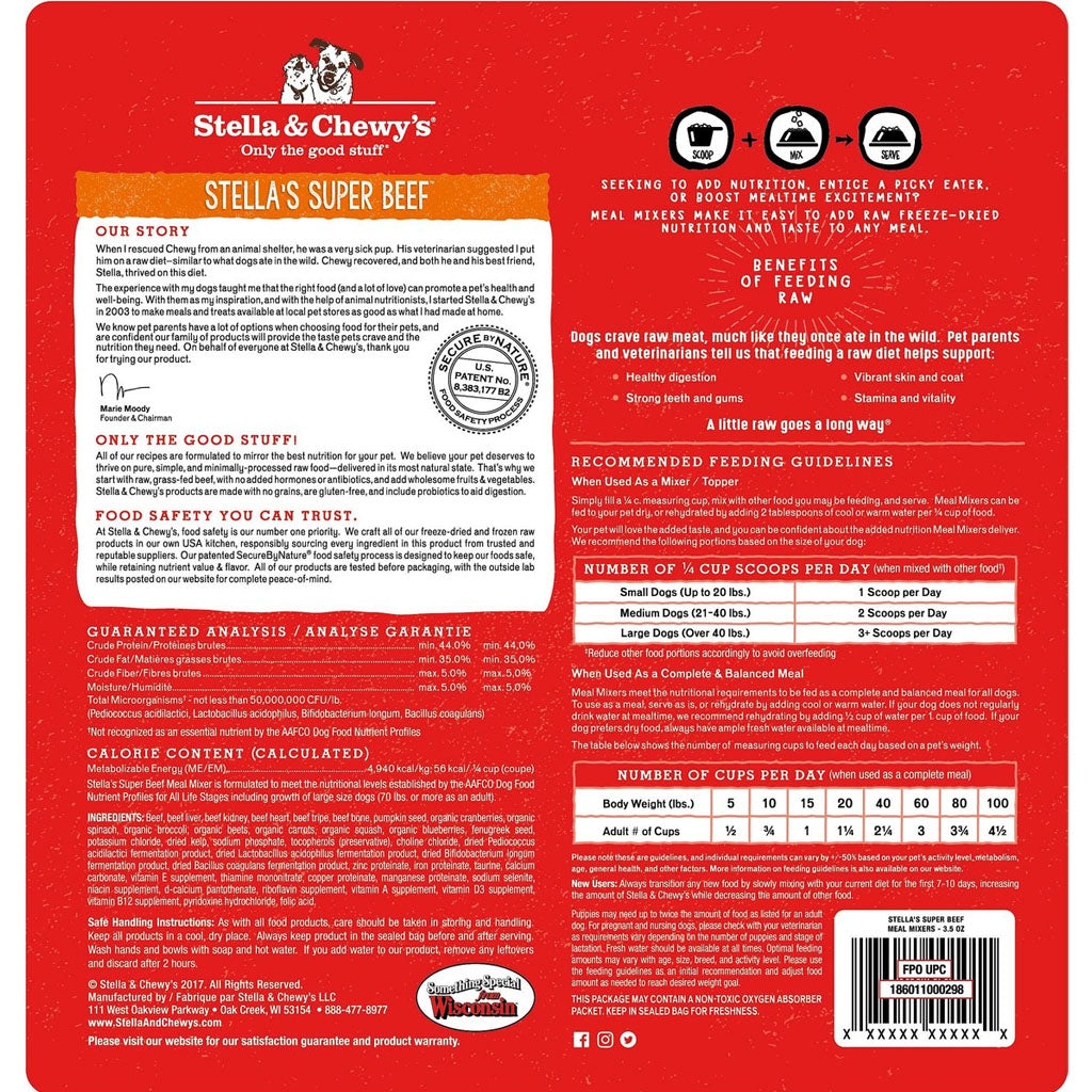 Back of Beef Meal Mixers 3.5oz bag 
