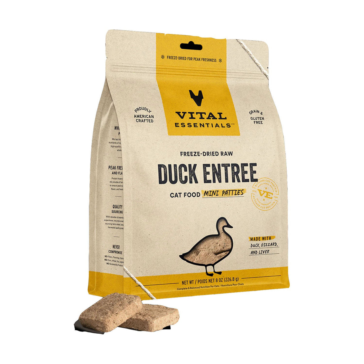 Duck Dinner Patties Freeze-Dried for Cats 8oz