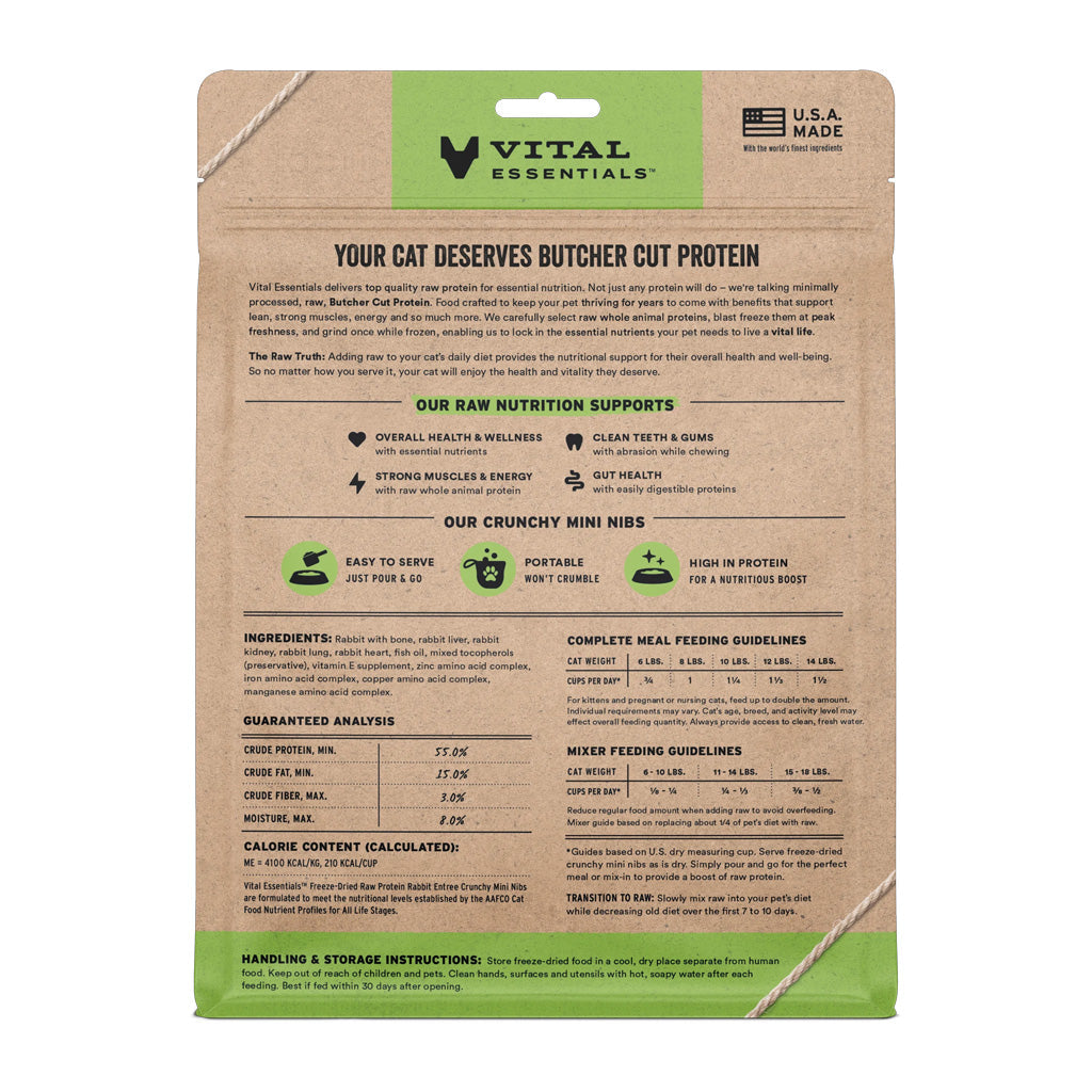 *Rabbit Mini Nibs Freeze-Dried for Cats 12oz