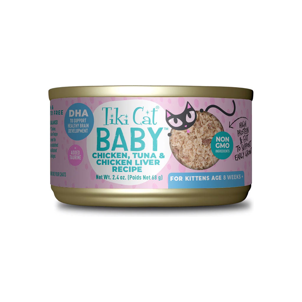 Baby Chicken, Tuna, & Chicken Liver Shreds Grain-Free Wet Kitten Food 2.4oz