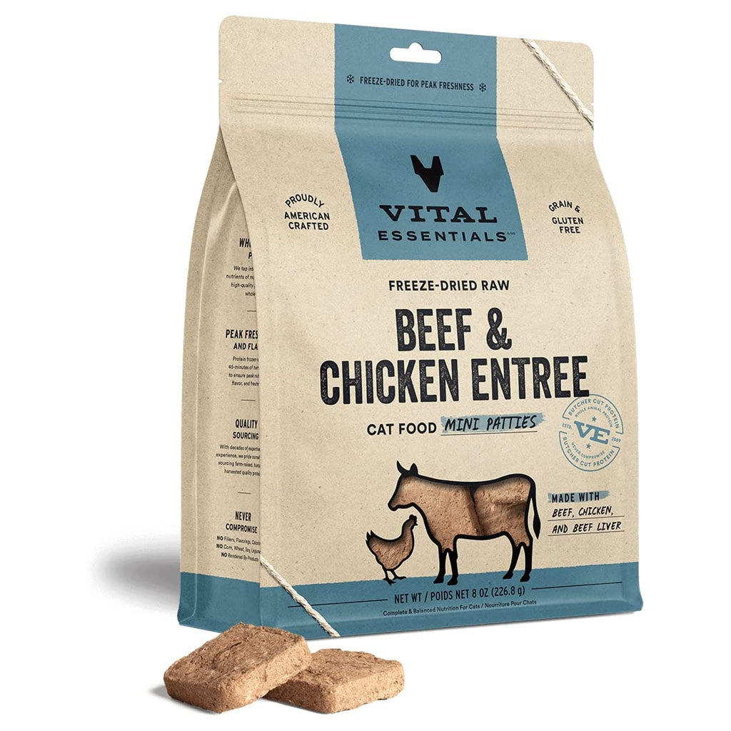 Beef & Chicken Dinner Patties Freeze-Dried for Cats.