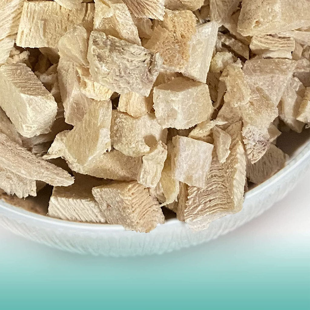 Freeze-dried Chicken Breast treats close up. 