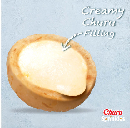 Cutaway view of a Churu Sprinkles morsel showing its creamy Churu filling