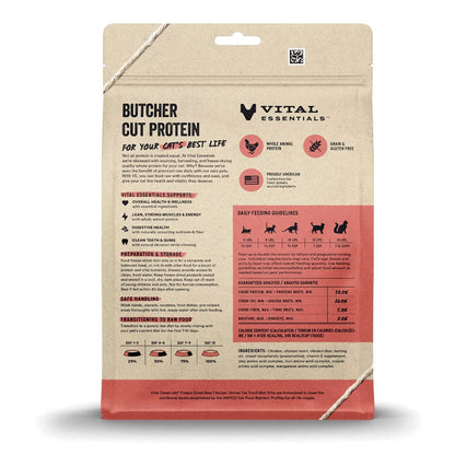 Chicken Mini Nibs Freeze-Dried for Cats 12oz back of bag.