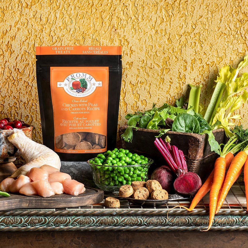 Oven-Baked Chicken with Carrots & Peas Treat 8.0oz with whole ingredients. 