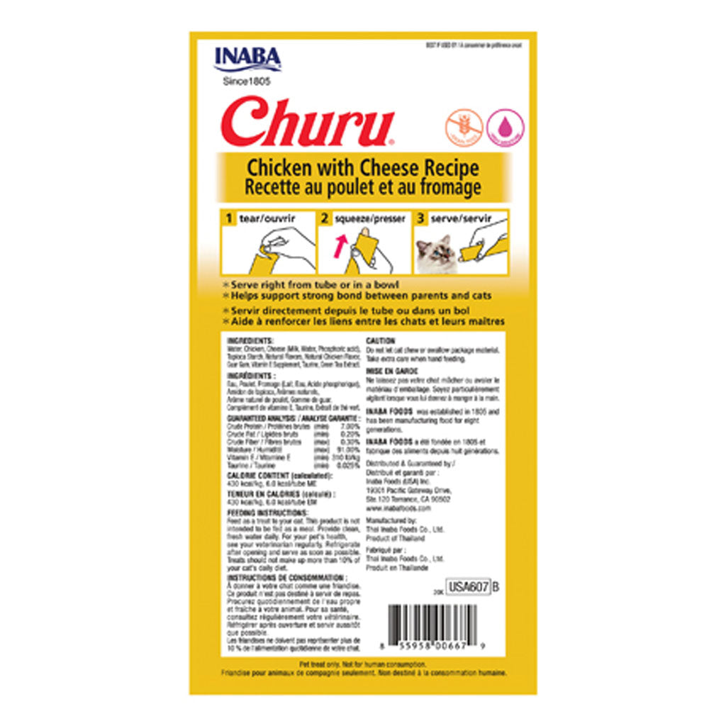 Churu Chicken with Cheese 4 Pack back of package.