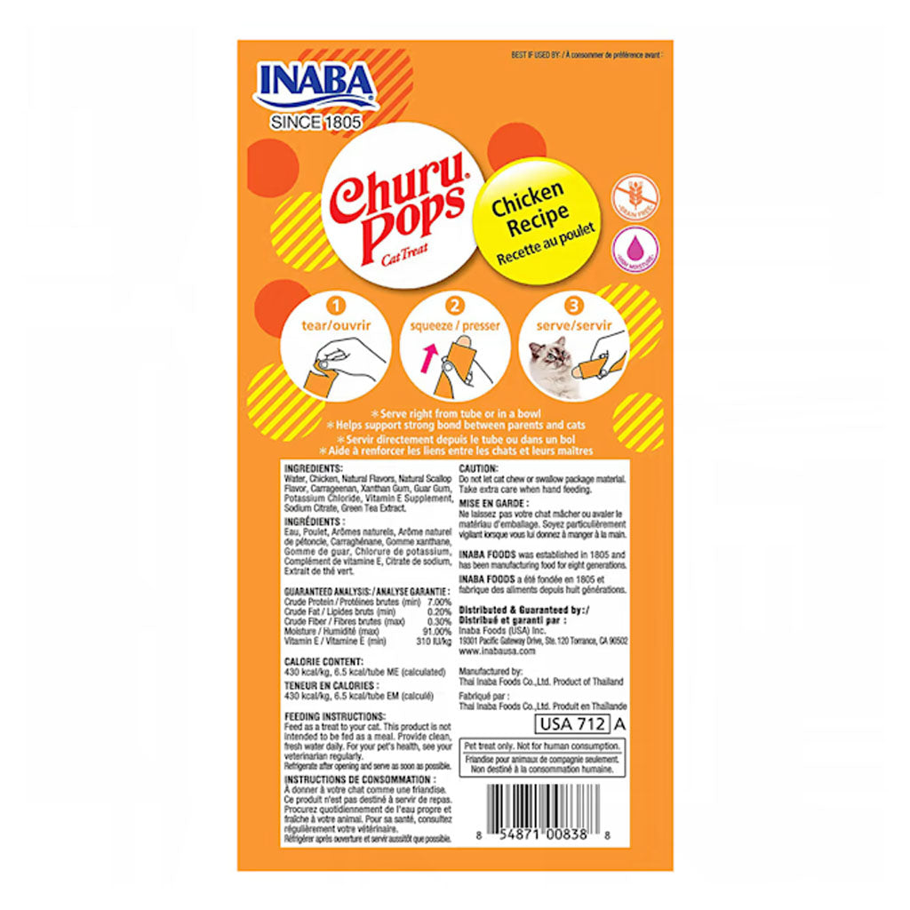 Churu Pops Chicken 4 Pack back of package.