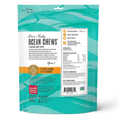 Ocean Chews Cod Fish Skin Beams back of bag 