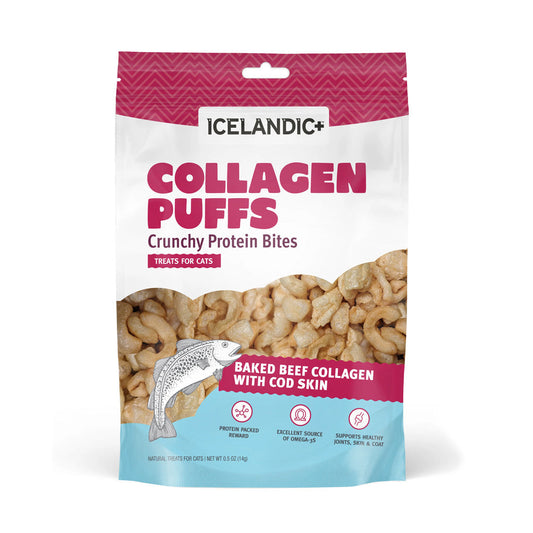 Icelandic+ Collagen Puffs with cod skin bag of crunchy protein bites for cats, 0.5 oz