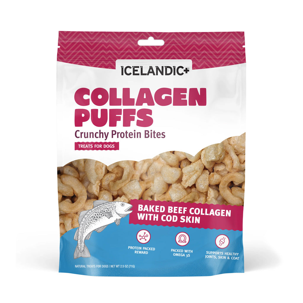 Icelandic+ Collagen Puffs with cod skin bag of crunchy protein bites for dogs, 2.5 oz