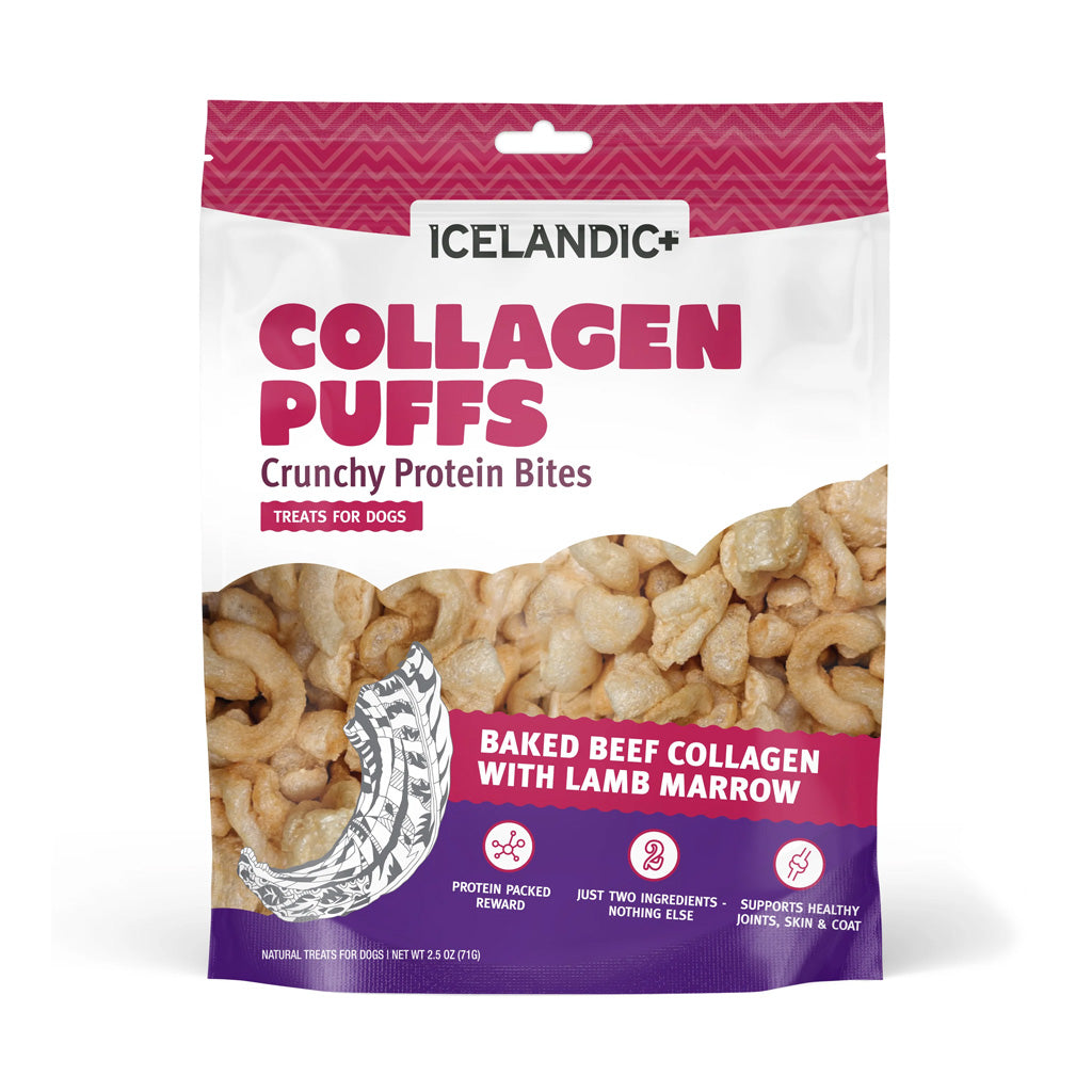 Icelandic+ Collagen Puffs with lamb marrow bag of crunchy protein bites for dogs, 2.5 oz