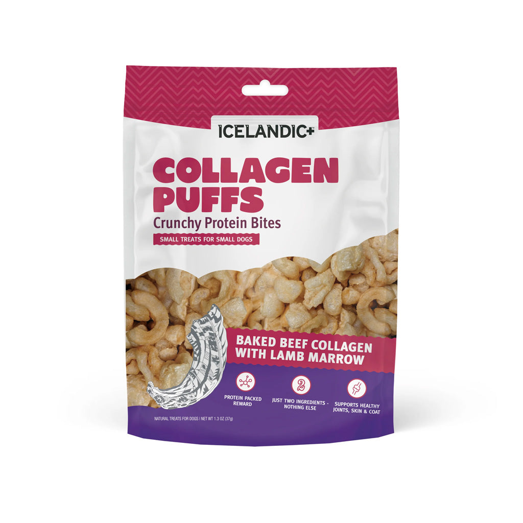 Icelandic+ Collagen Puffs with lamb marrow bag of crunchy protein bites for small dogs, 1.3 oz