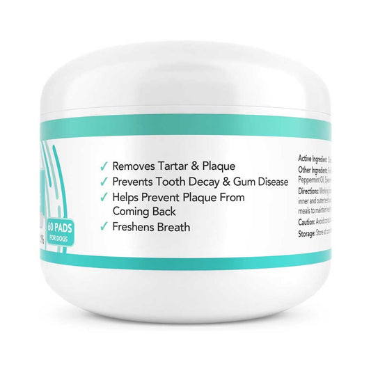 Side of Antimicrobial Dental Wipes 60ct container.
