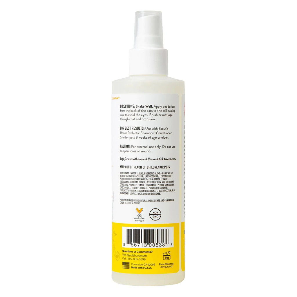 Honeysuckle Probiotic Deodorizer 8oz back of bottle. 