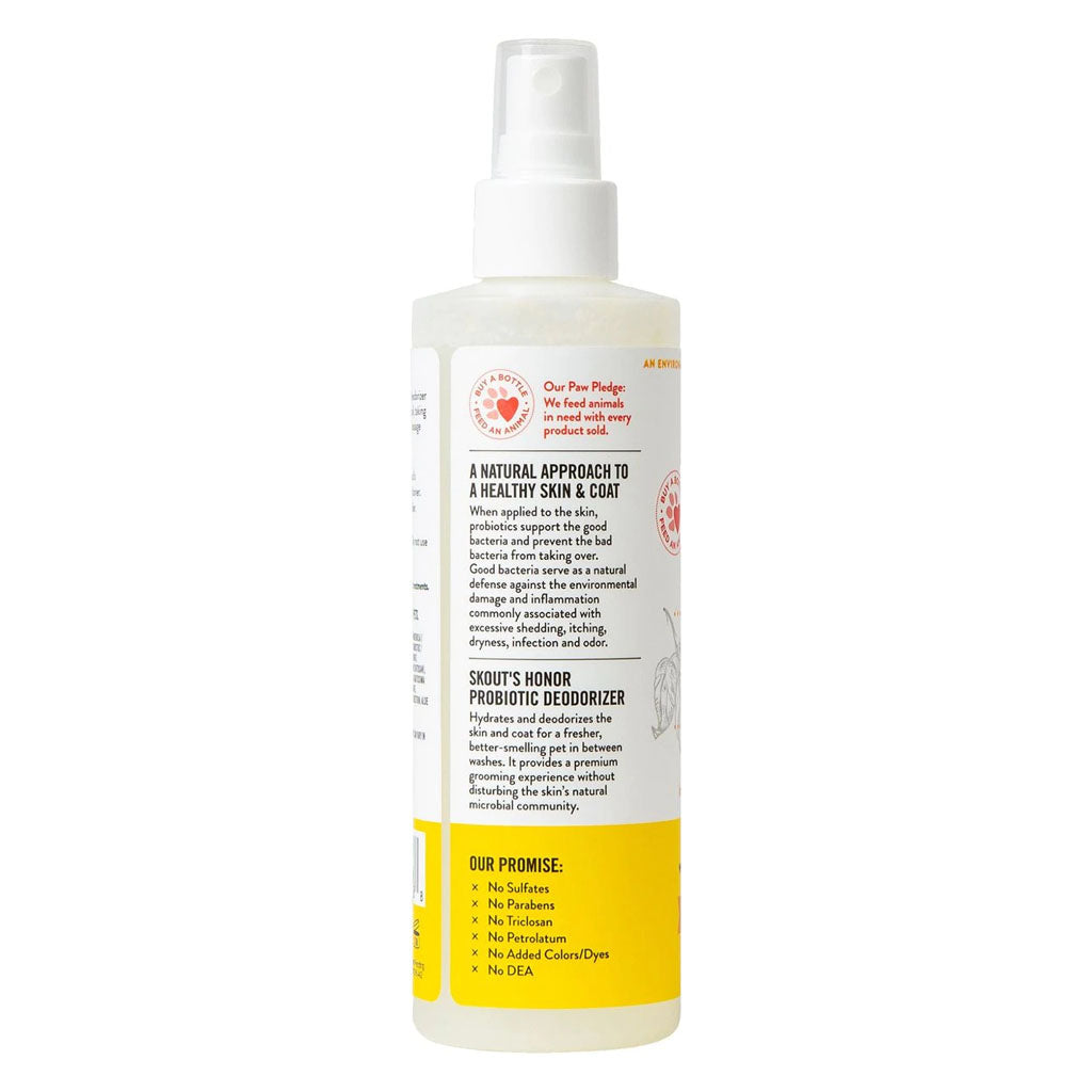 Honeysuckle Probiotic Deodorizer 8oz side of bottle. 