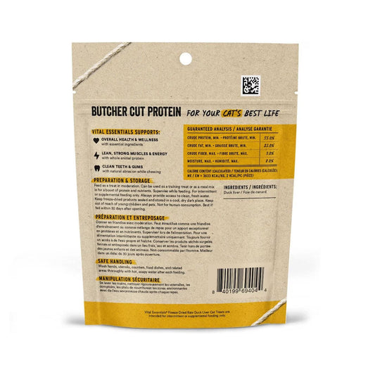 Freeze-dried Duck Liver Treats for Cats 0.9oz back of bag