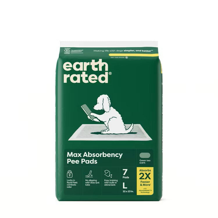 Earth Rated Max Absorbency Pee Pads, 7-count package in green packaging