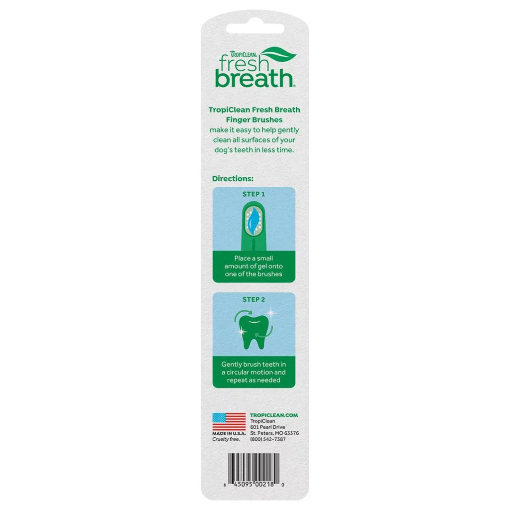 Finger Toothbrushes back of package. 