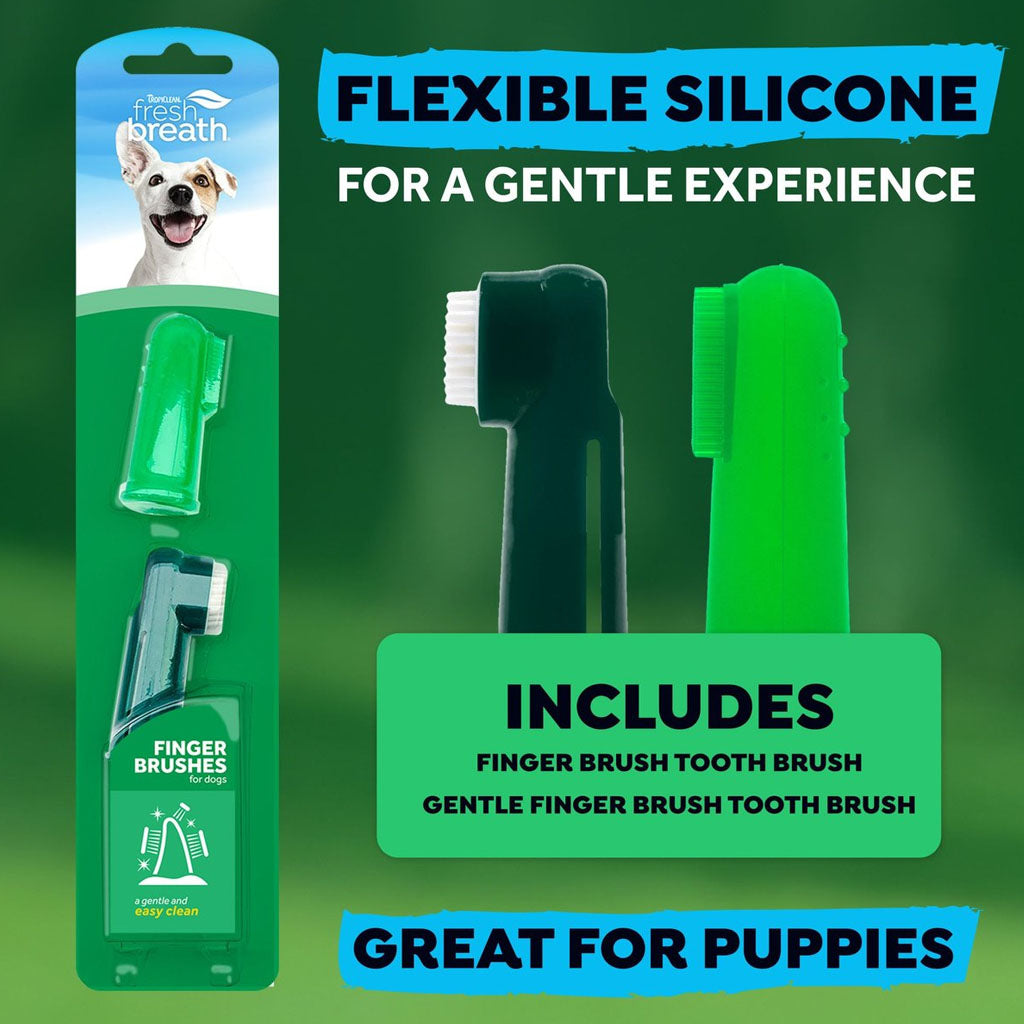Flexible silicone finger brush for a gentle brushing experience. Great for puppies 