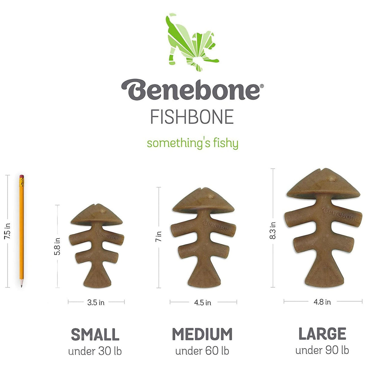 Benebone Fishbone Salmon Flavor size comparison. 