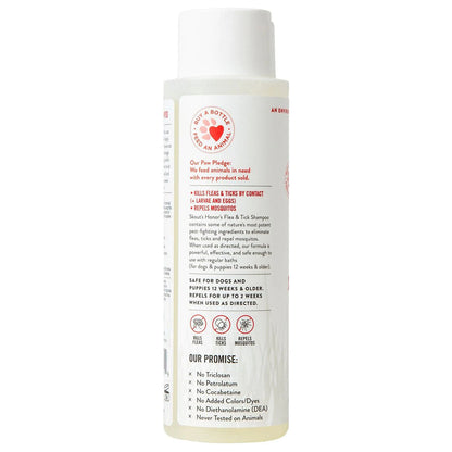Flea & Tick Dog Shampoo 16 oz side of bottle. 
