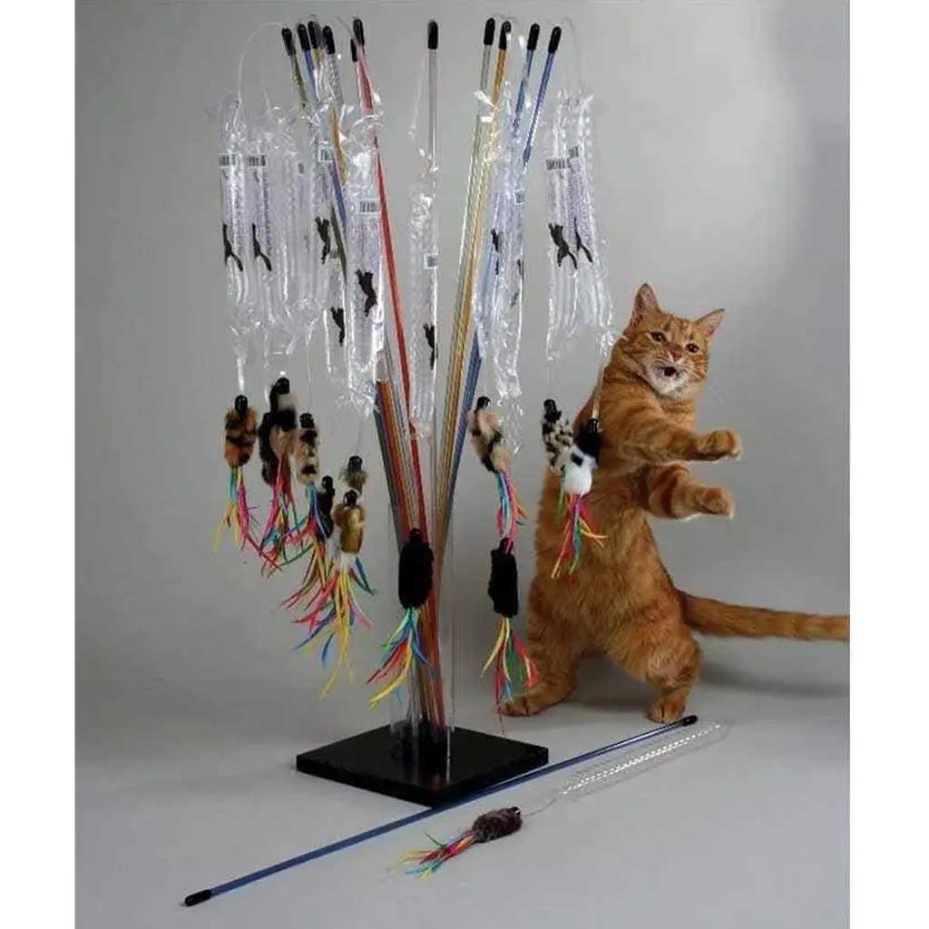 Cat playing with Go Fur It Cat Wand
