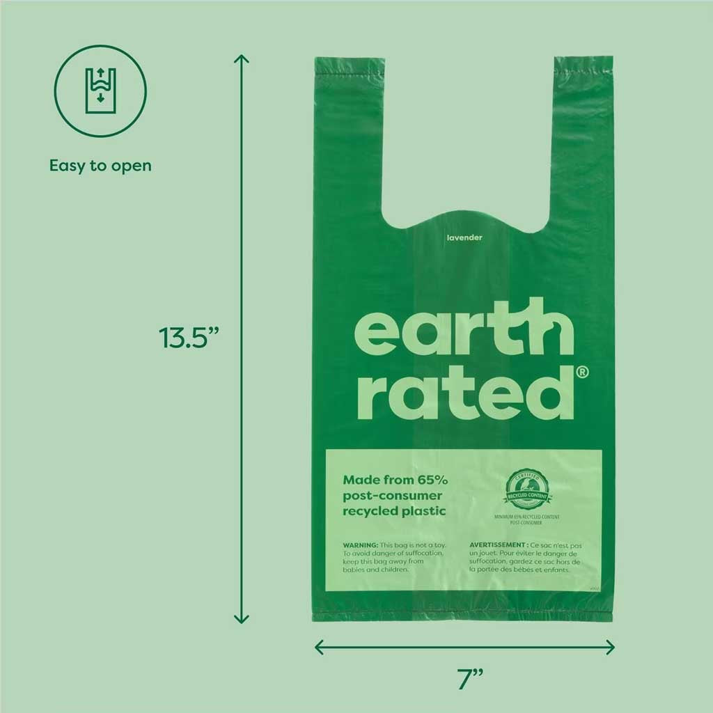 Lavender Scented Handle Poop Bags dimensions. 