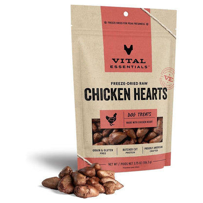 Freeze-dried Chicken Hearts for Dogs 3.75 oz bag 