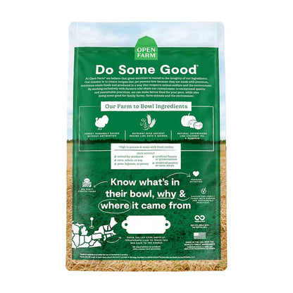 Homestead Turkey & Ancient Grains Recipe back of bag. 