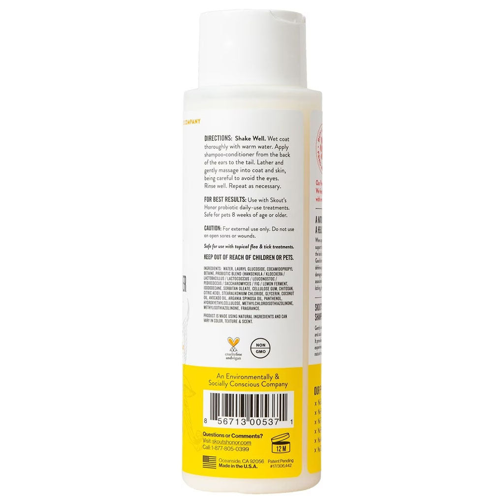 Honeysuckle Probiotic Shampoo + Conditioner 16oz back of bottle