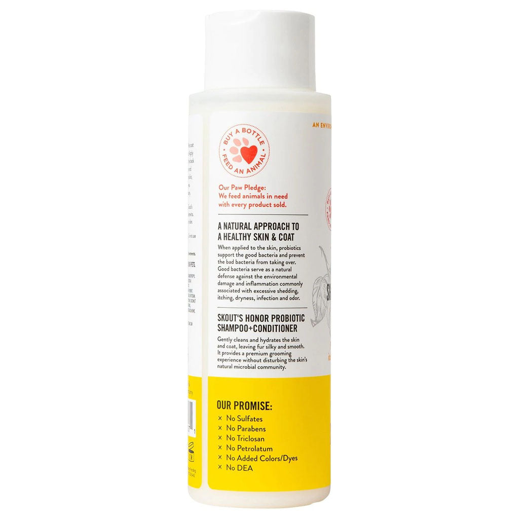 Honeysuckle Probiotic Shampoo + Conditioner 16oz side of bottle 