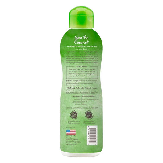 Gentle Coconut Hypoallergenic & Puppy Shampoo back of bottle. 