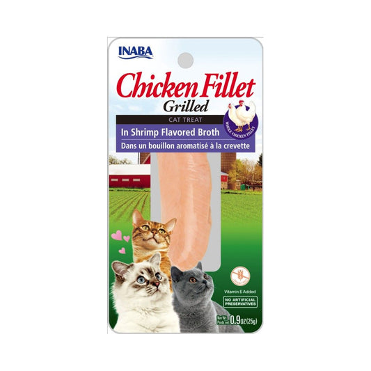 Front of Inaba Grilled Chicken Fillet in Shrimp Broth 0.90-ounce cat treat package