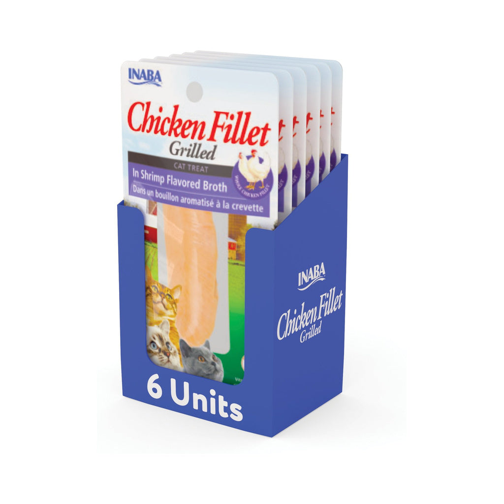 Inaba Grilled Chicken Fillet in Shrimp Broth display box containing individually packaged treats