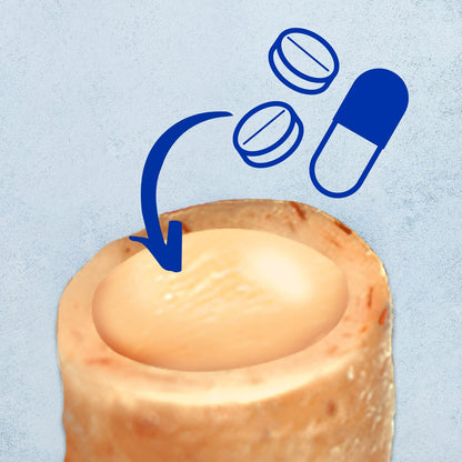 Inaba Churu Bites graphic illustrating how a tablet fits inside a soft treat