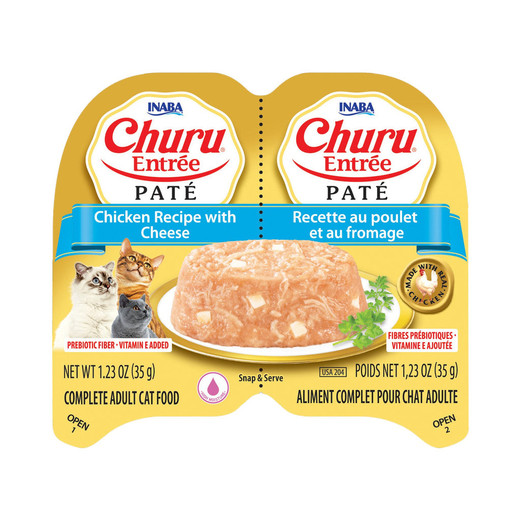 Front of Inaba Churu Entrée paté Chicken with Cheese Recipe twin-cup package