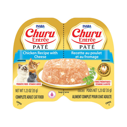 Front of Inaba Churu Entrée paté Chicken with Cheese Recipe twin-cup package