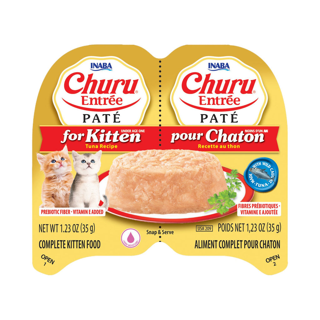 Front of Inaba Churu Entrée Tuna Recipe for kittens twin-cup package