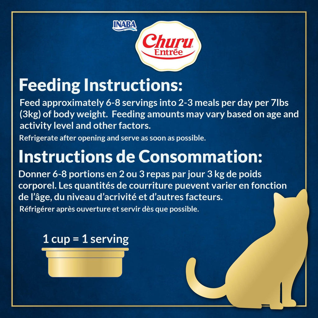 Inaba Churu Entrée feeding and refrigeration instructions graphic