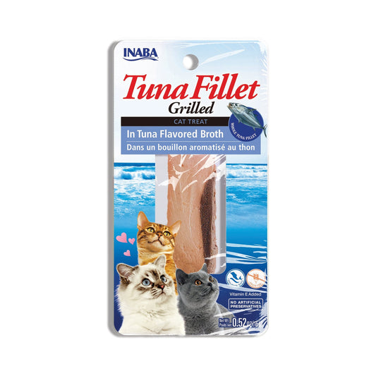 Front of Inaba Grilled Tuna Fillet in Tuna Broth 0.52-ounce cat treat package