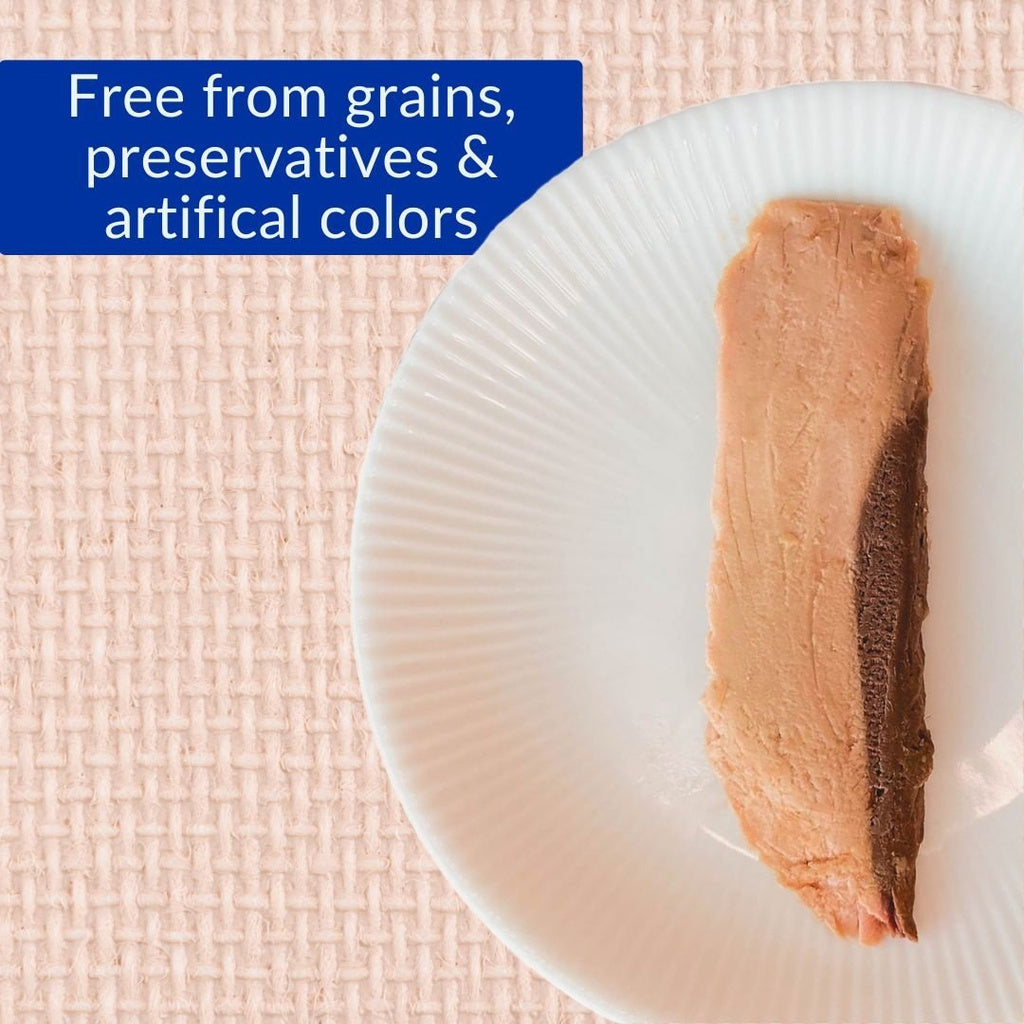 Inaba Grilled Tuna Fillet product graphic with grain-free, preservative-free and color-free statements