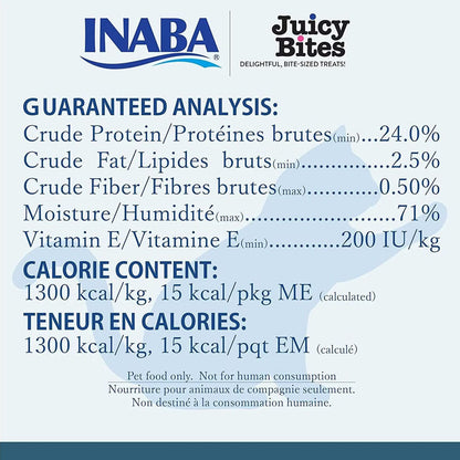 Churu Juicy Bites Tuna & Chicken 3 Pack guaranteed analysis.