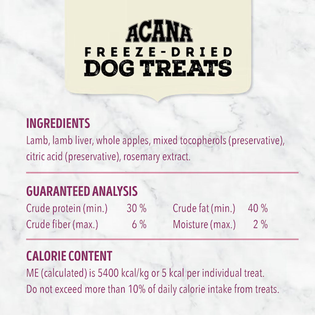 Lamb & Apple treat ingredients. 