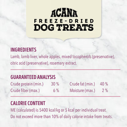 Lamb & Apple treat ingredients. 